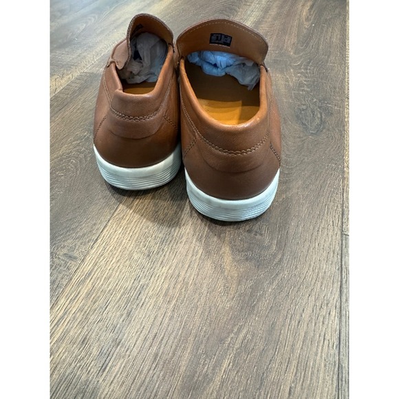 ECCO Leather Loafers Extra Width Brown Casual Slip On Shoes - Picture 4 of 7